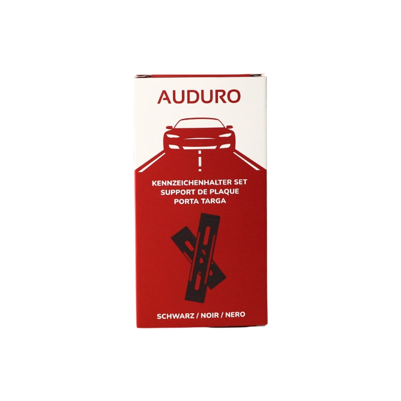 Verpackung des schwarzen Auduro Nummernschildhalter-Sets