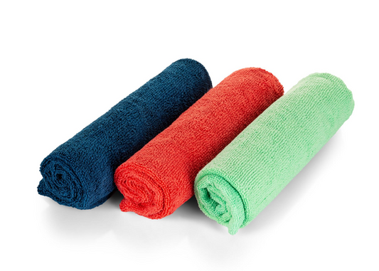 Panni in microfibra EWOCAR Allrounder blu, rossi e verdi, confezione da 3