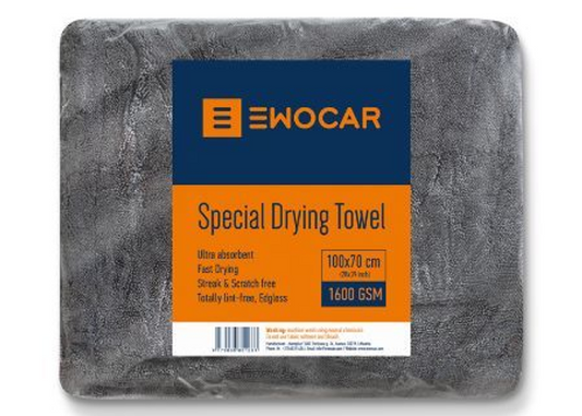 Panno asciugatura grigio EWOCAR Special Drying Towel XL, 70 × 100 cm e 1600 g/m², nella confezione