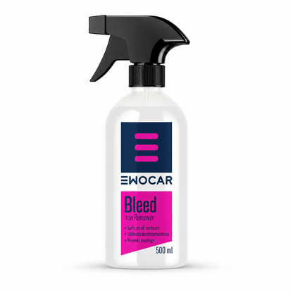 EWOCAR Bleed Flugrostentferner 500 ml mit pinkem Etikett vor hellem Hintergrund