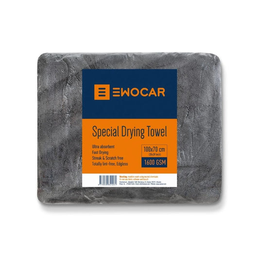 Panno asciugatura grigio EWOCAR Special Drying Towel XL, 70 × 100 cm e 1600 g/m², nella confezione
