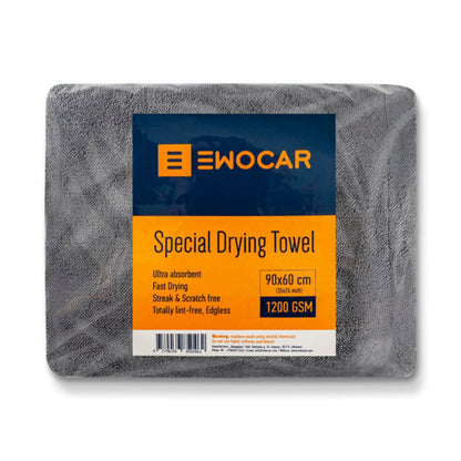 Graues EWOCAR Special Drying Towel, 90 × 60 cm und 1200 GSM, in Verpackung