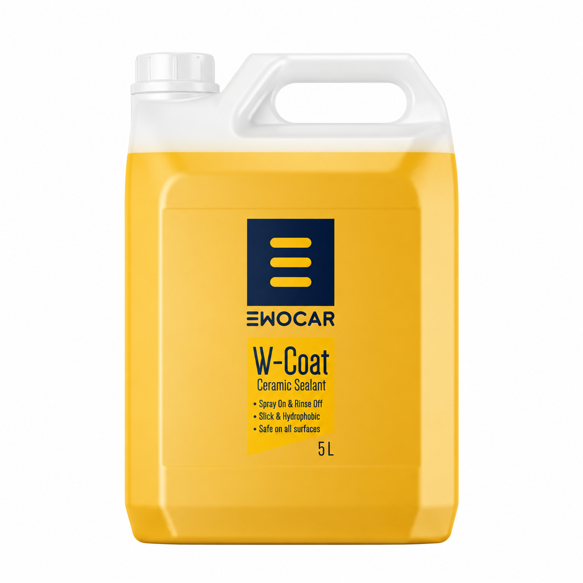 EWOCAR W-Coat Ceramic Sealant in tanica gialla da 5 litri con tappo bianco su sfondo bianco